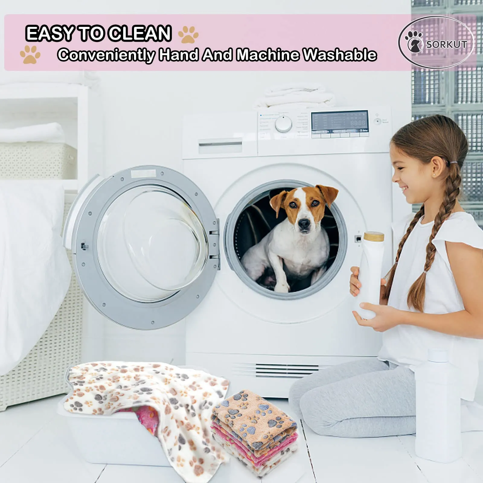 1 Pack 3 Puppy Blankets Super Soft Warm Sleep Mat Paw Print Blanket Fluffy Premium Fleece Pet Blanket Flannel Throw Dog Blankets for Small Dogs Puppy Cat ,Small(23"x15") Small(23"x15") Beige/Brown/Pink