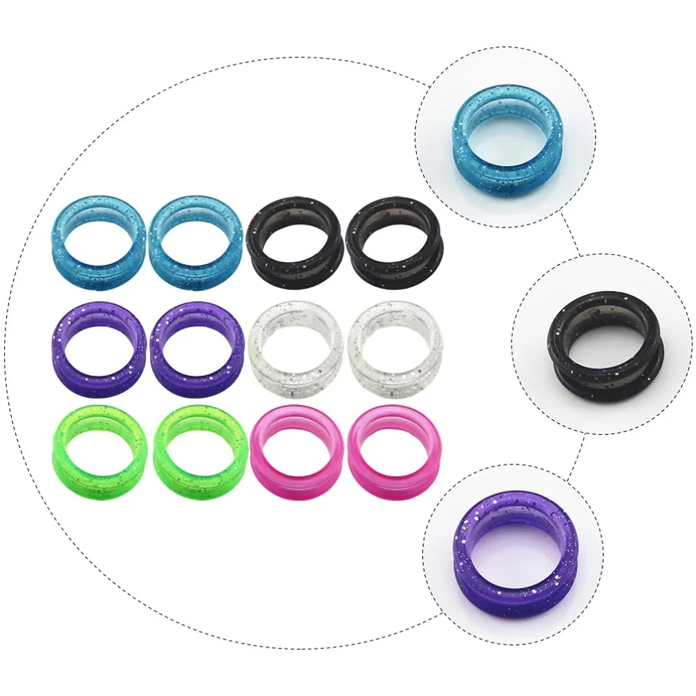 16pcs Silicone Finger Rings Grips Inserts Barber Hair Shears Finger Rings Grooming Shear Thumb Inserts Finger Protector Ring Hairdressing Pet Finger Rings