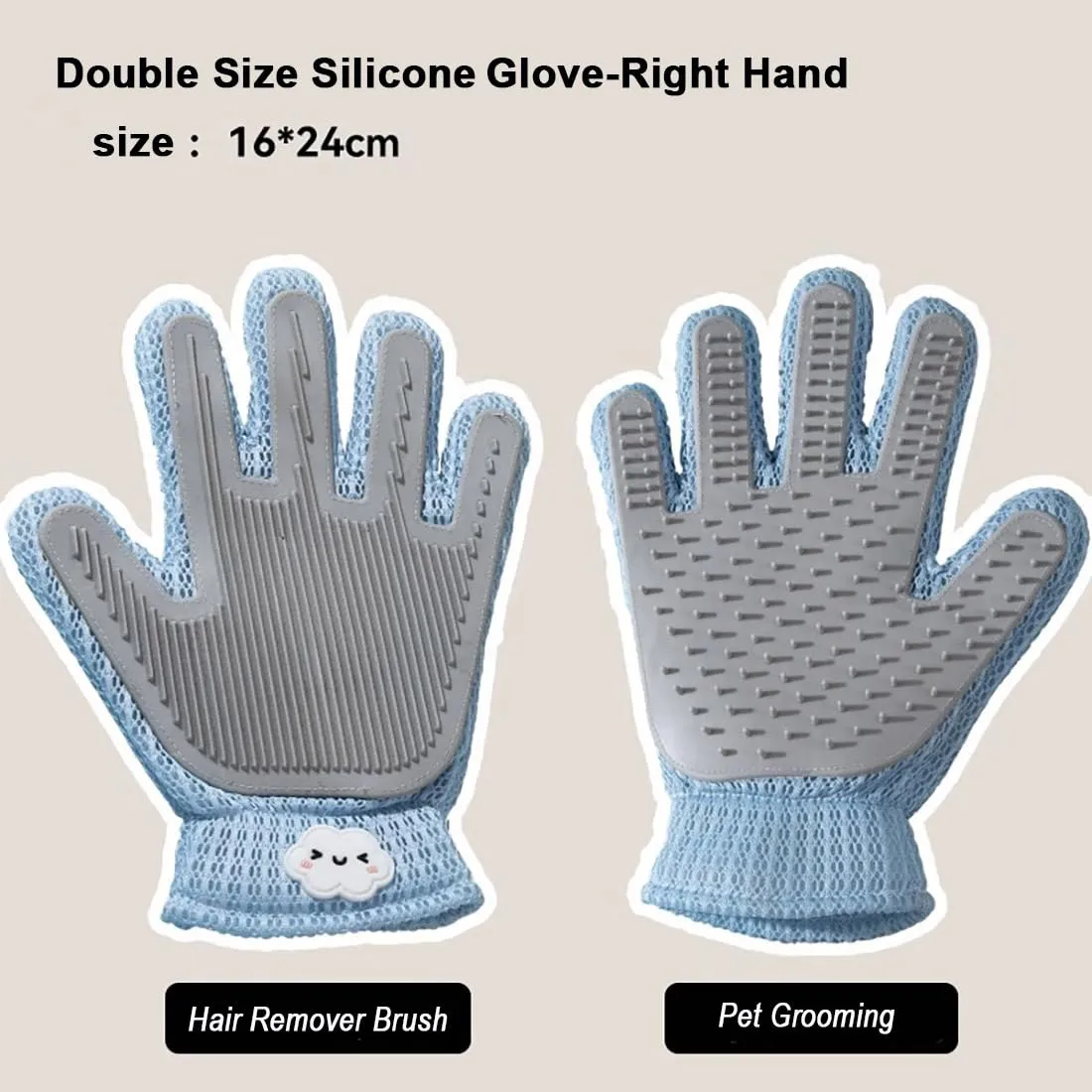 2 in 1 Pet Grooming Gloves for Dogs & Cats, Pet Fur Remover Glove, Grooming Brush for Shedding, Massage, Hair Remover Mitt, Fur Cleaner for Couch, Clothes,Carpet -1 Piece