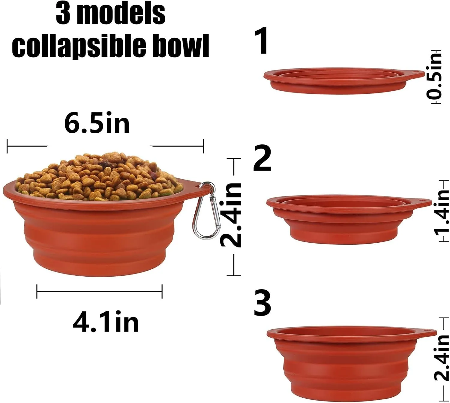 2-Pack Collapsible Dog Bowls – Durable, Rimless Travel Bowls for Pets (600ml, Brown & Grey)