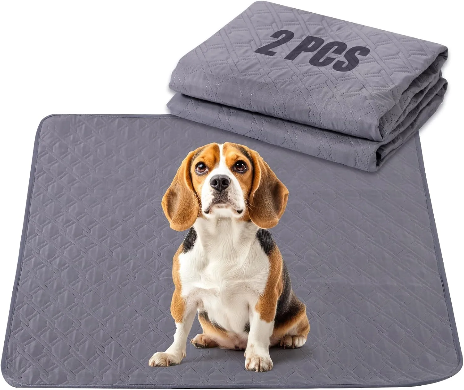 24 x 18Washable Pee Pads for Dogs,2 Pack Reusable Puppy Pads,Waterproof & Leakproof Non-Slip Pet Pee Pads ,4 Layer Design Reusable Pet Training Pads for Dogs, Cats, Bunny, Grey