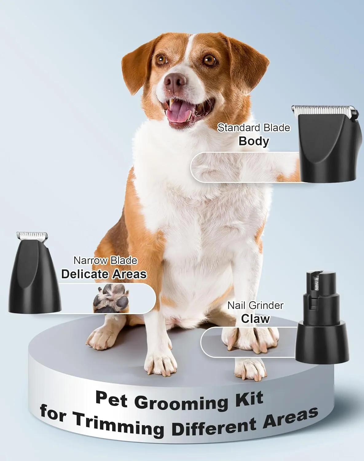 3 in 1 Small Dog Grooming Kit, 2 Speed Rechargeable Dogs Hair Clippers with Guards, Low Noise Electric Dog Paw Trimmer & Nail Grinder, Cordless Pet Shaver for Cats and Small Dogs(Black)