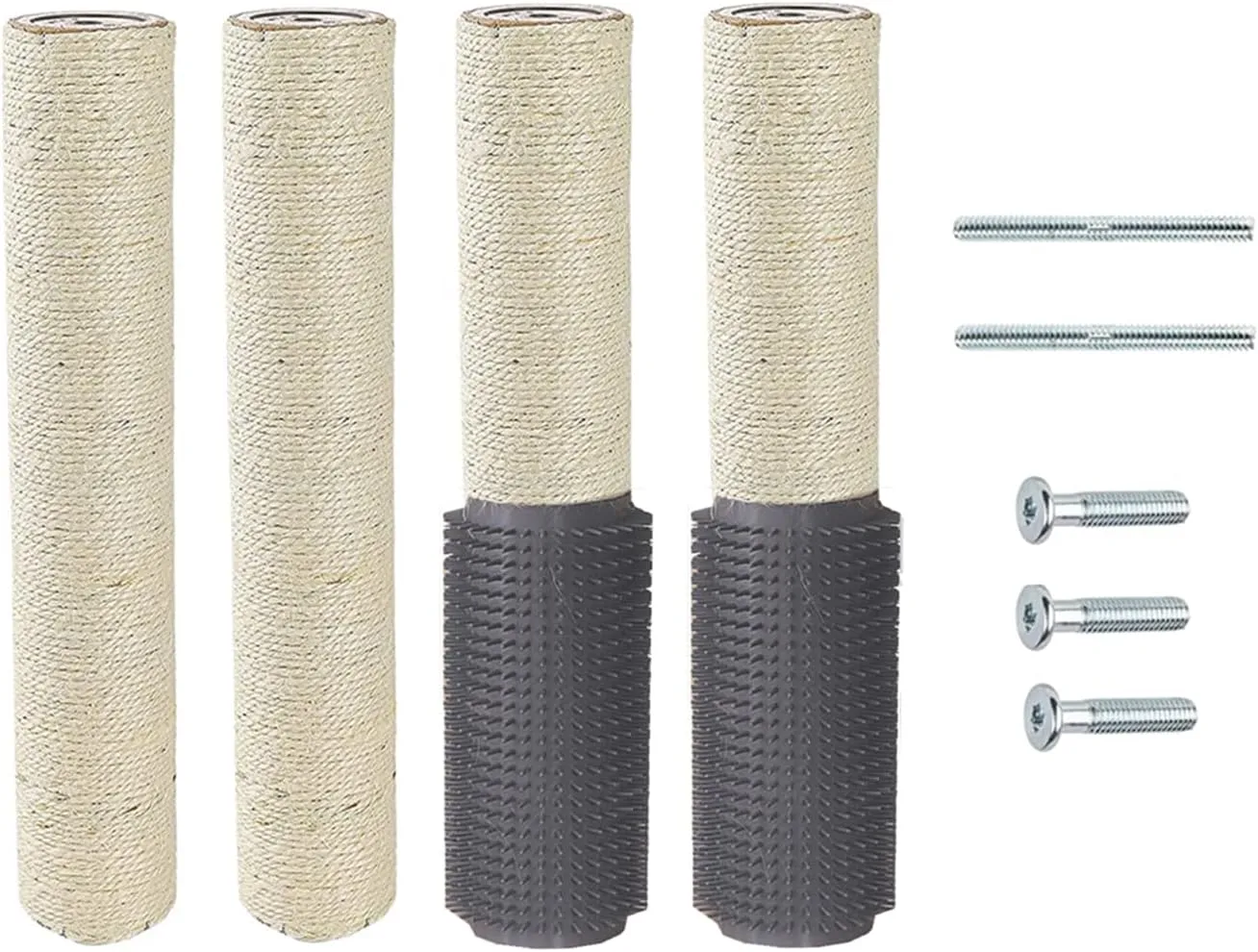 4-Pack Cat Tree Tower Replacement Parts Post 15.7" L, 2.75" Pole with Self Groomer and Massager, DIY Cat Scratching Post