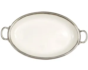 Arte Italica Tuscan Oval Tray with Handles, White