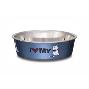 Bella Bowls Large I Love My Dog Steel Blue