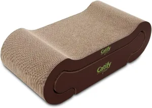 Best Pet Supplies Corrugated Cardboard Cat Scratcher Refill Pads, Lounger, and Fun Interactive Scratching Boards, Claw Safe, Durable, Natural Recycled Materials, Supports Active Play - Lounger I
