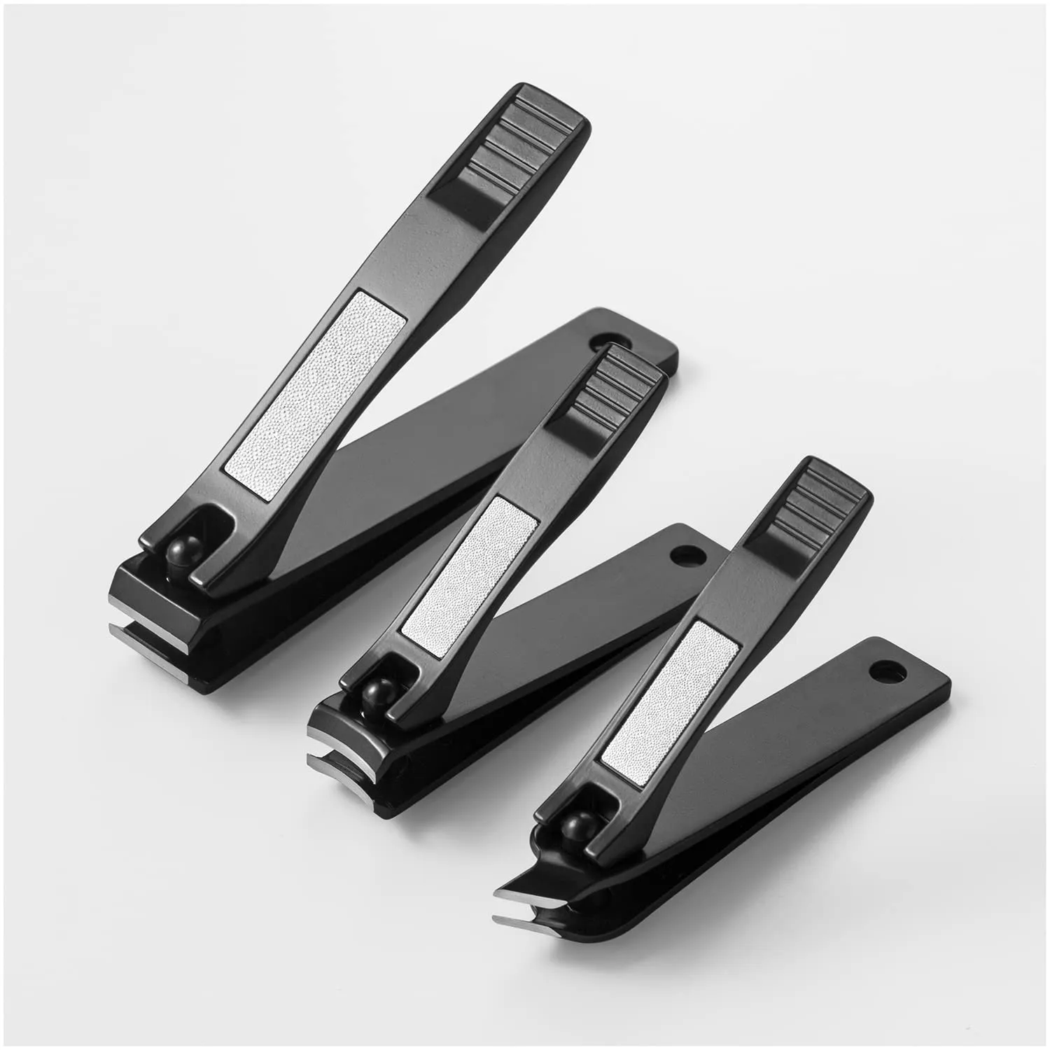 BEZOX Nail Clipper Set with Built in Nail File – 3 Piece Set of 2 Curved Blades and 1 Slant Cutting Edge Toe Nail Cutter Nails Trimmer for People