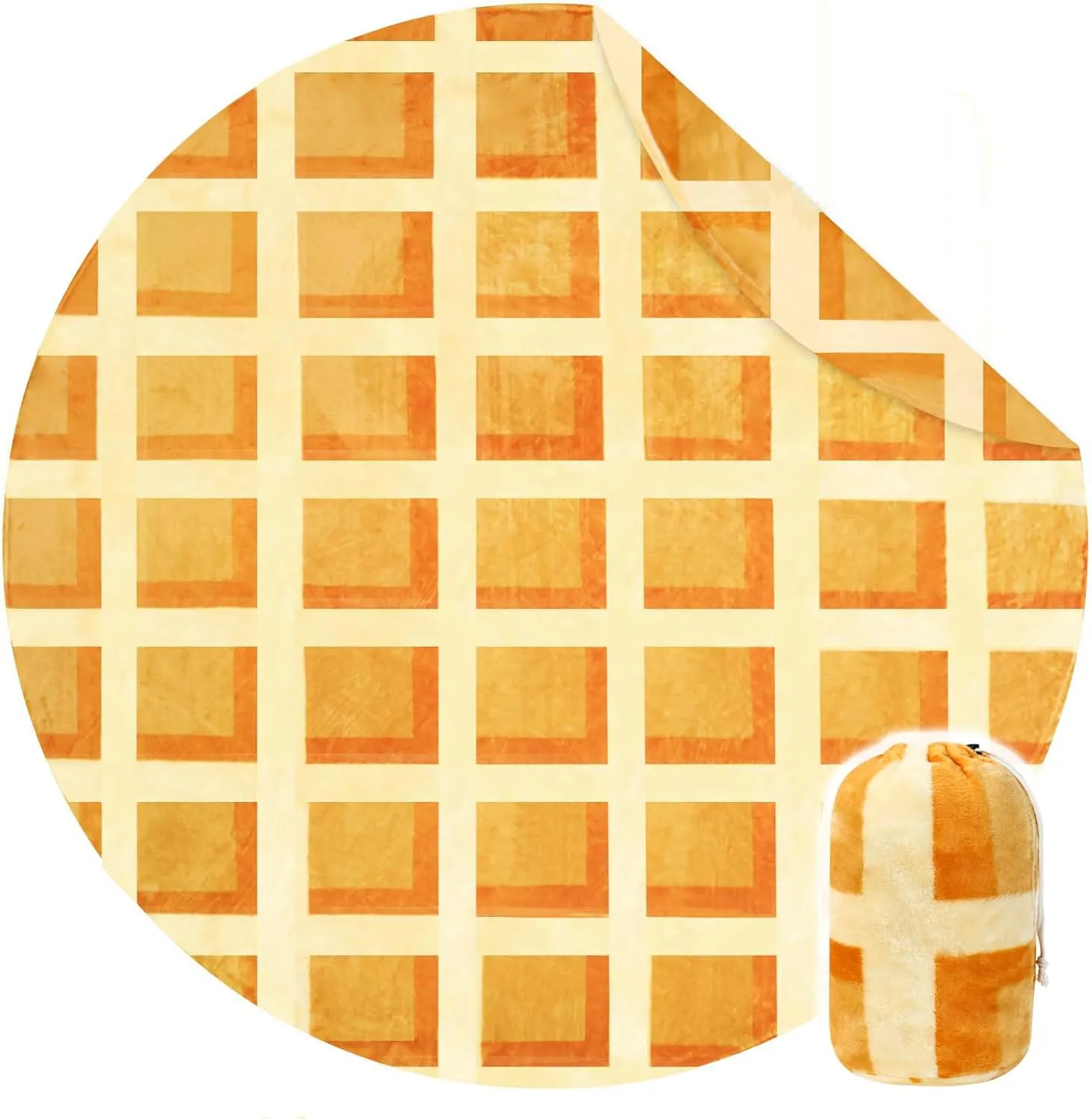 Bnuitland Waffle Funny Blanket, 300 GSM Double Sided Giant Funny Novelty Realistic Food Blanket with Pouch for Adults and Kids, Super Soft Flannel Throw