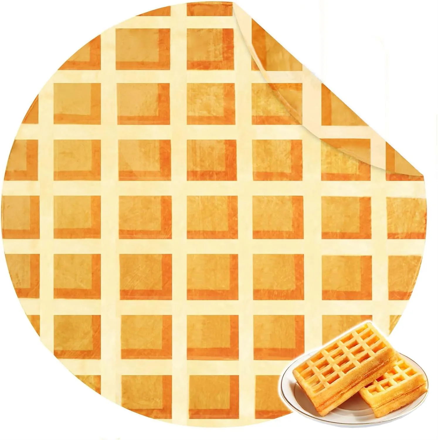 Bnuitland Waffle Funny Blanket, 300 GSM Double Sided Giant Funny Novelty Realistic Food Blanket with Pouch for Adults and Kids, Super Soft Flannel Throw
