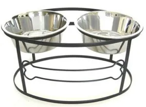 Bone Raised Double Dog Bowl - Large-Black