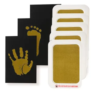 Calculs Ink Pad for Babies Hand & Footprint Keepsakes for Baby's First Year - Newborns, Dogs Paw, Cats, Pets Memory Makers Print (Gold Ink & Black Card, Medium)