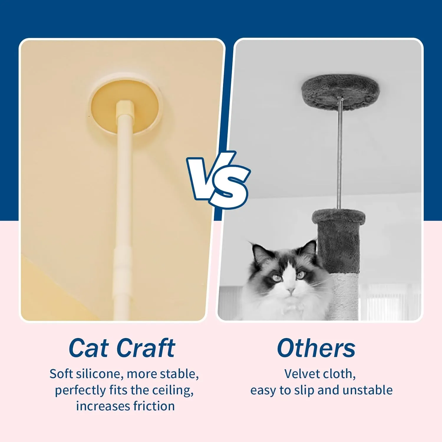 Cat Craft Cat Tree Floor to Ceiling 95-108" Tall Cat Tree Carpet Cat Tower Kitten Tree Sisal Scratching Post and Mat Cat Pole for Indoor Cats, Dark Brown, Style A