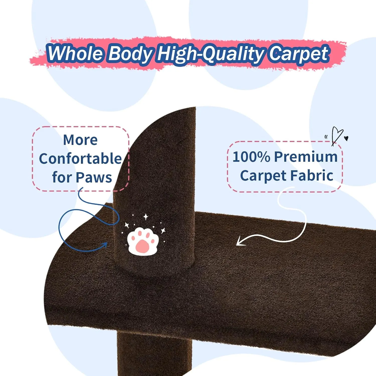 Cat Craft Cat Tree Floor to Ceiling 95-108" Tall Cat Tree Carpet Cat Tower Kitten Tree Sisal Scratching Post and Mat Cat Pole for Indoor Cats, Dark Brown, Style A