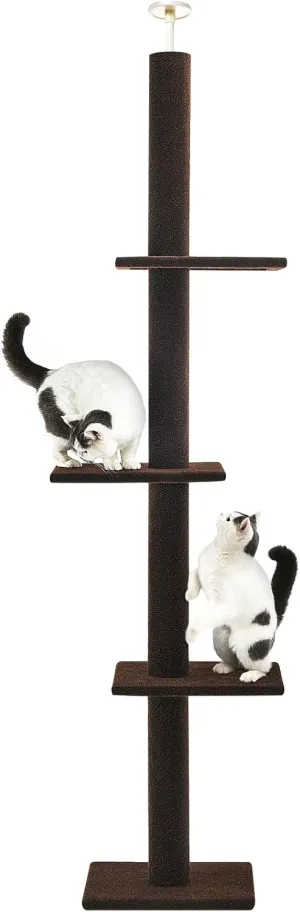 Cat Craft Cat Tree Floor to Ceiling 95-108" Tall Cat Tree Carpet Cat Tower Kitten Tree Sisal Scratching Post and Mat Cat Pole for Indoor Cats, Dark Brown, Style A
