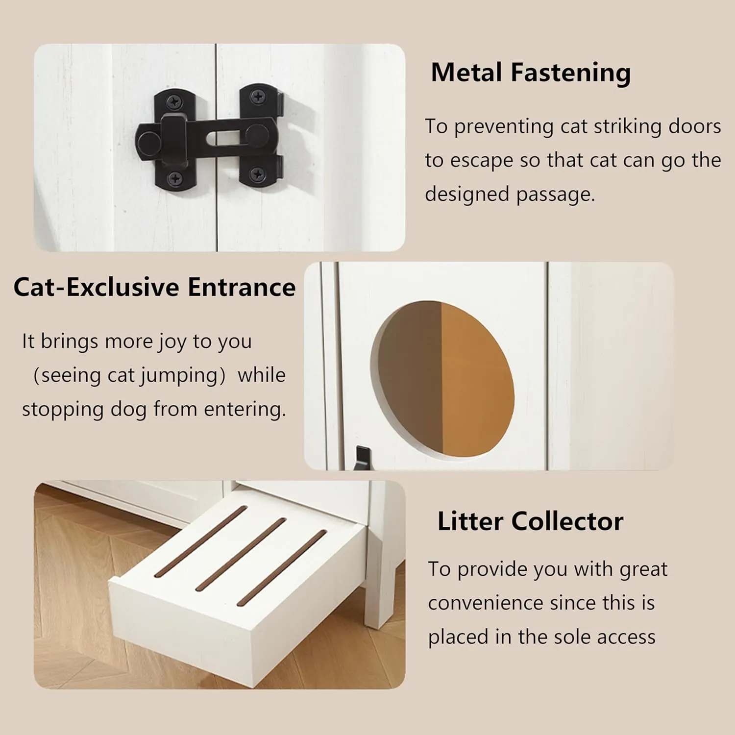 Cat Litter Robot Enclosure, Automatic Litter Box Enclosure for Litter Robot 3/4,Cat-Exclusive entrace for Dog Proof and Fun,Power Outlet for Litter Robot Cabinet,Litter Collector,Antique White