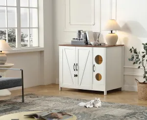 Cat Litter Robot Enclosure, Automatic Litter Box Enclosure for Litter Robot 3/4,Cat-Exclusive entrace for Dog Proof and Fun,Power Outlet for Litter Robot Cabinet,Litter Collector,Antique White