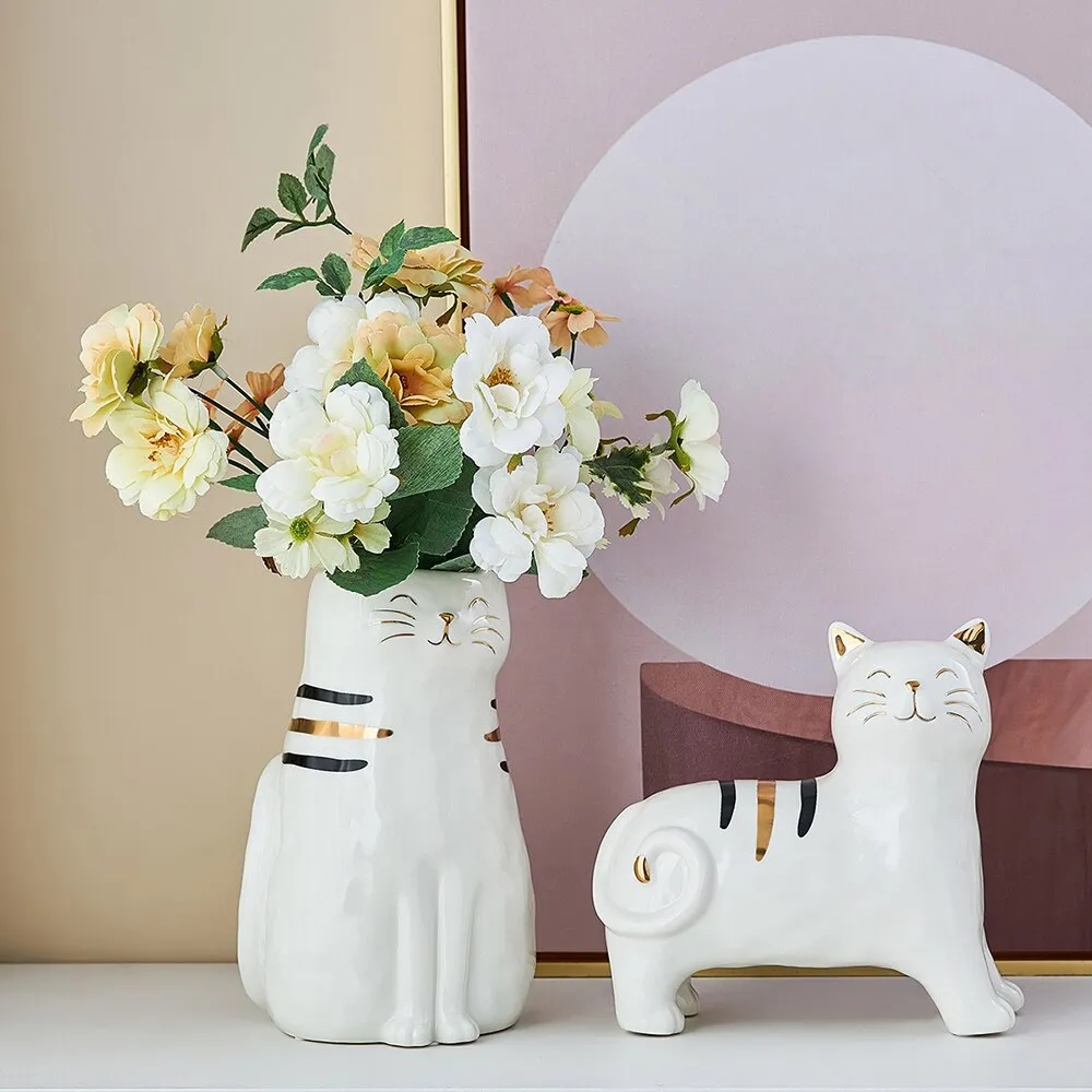 Ceramic Cat Vase  and ornament