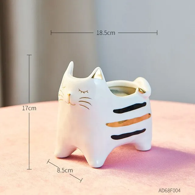 Ceramic Cat Vase  and ornament