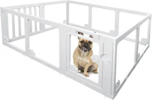 Clear Acrylic Pet Playpen Indoor for Puppy, Cat, Rabbit & Ferret  Tool-Free Assembly, 10 Panels, 23.6" Height  Transparent Enclosure w/Suction Cups, Expandable Kennel for Small Pets