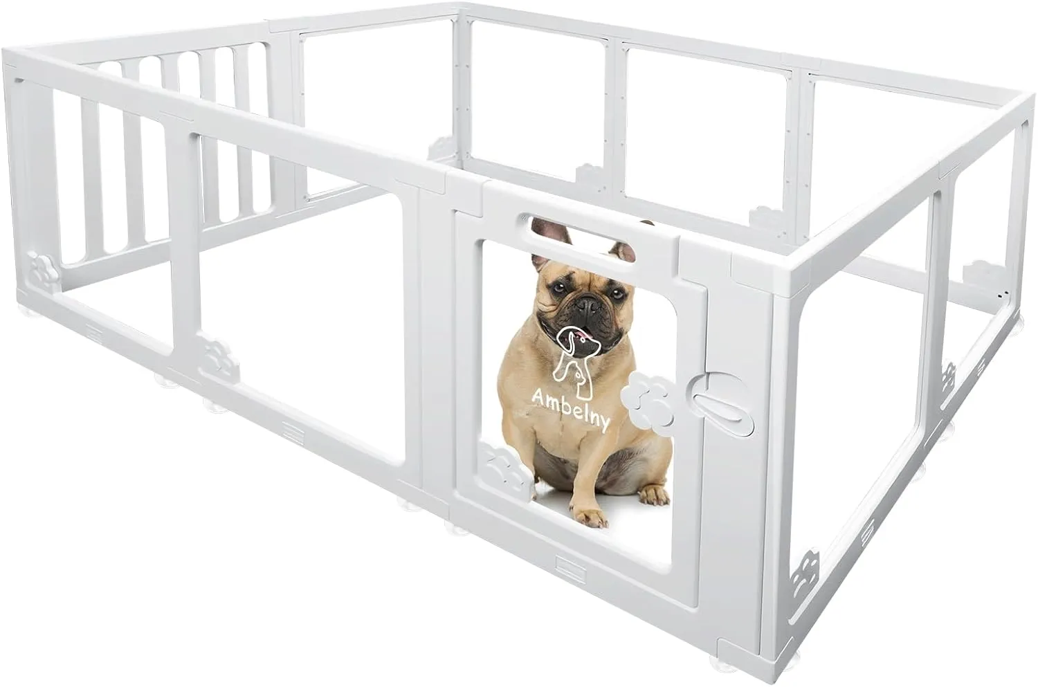 Clear Acrylic Pet Playpen Indoor for Puppy, Cat, Rabbit & Ferret  Tool-Free Assembly, 10 Panels, 23.6" Height  Transparent Enclosure w/Suction Cups, Expandable Kennel for Small Pets