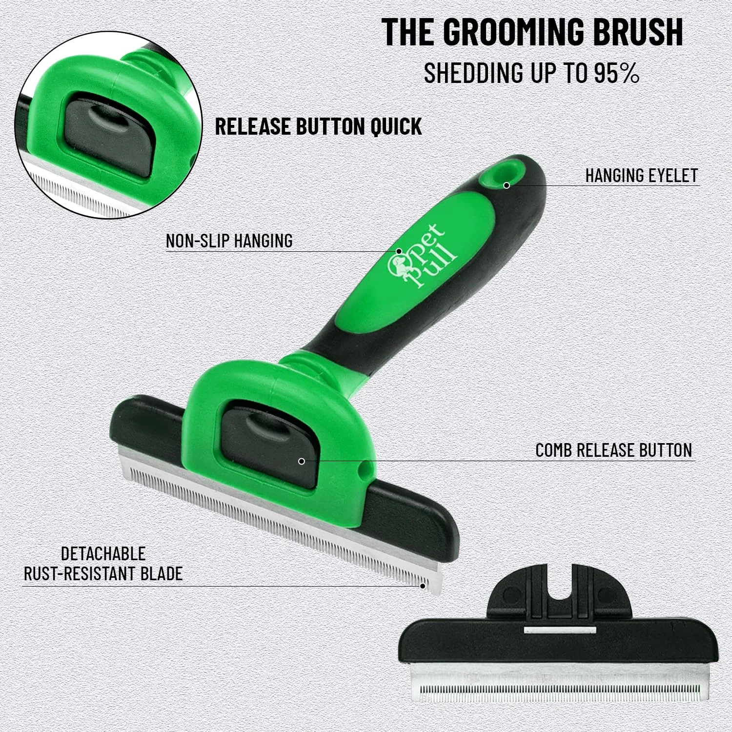 Complete Professional Pet Grooming Kit with Pet Hair Removal Tool brush Gloves, Self-Cleaning Slicker Brush, and Pro Grooming Dog Brush Deshedder Comb to Reduce Shedding (Green)