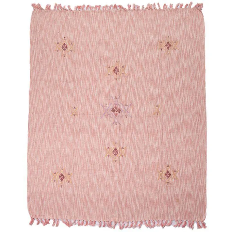 Coral Cotton Slub Tassle Throw - 125cm x 150cm