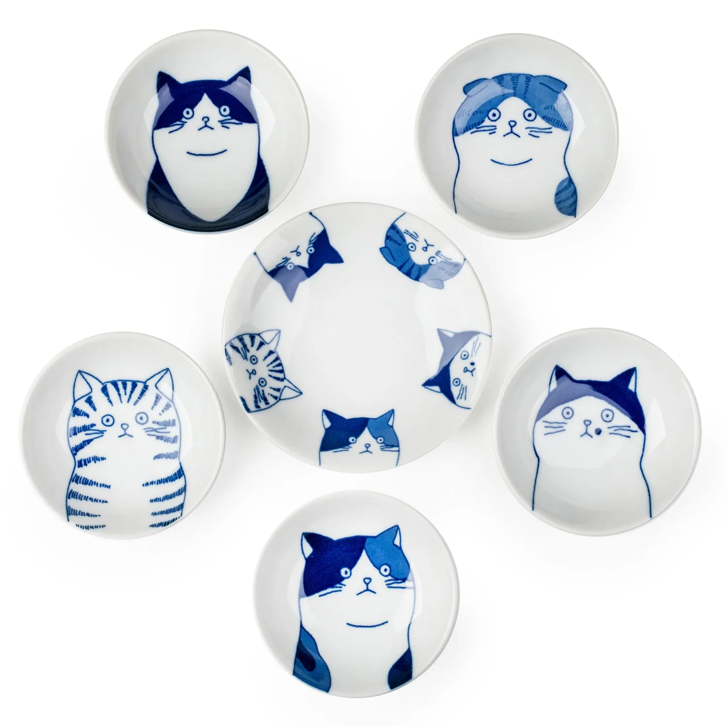 Cute 5 Cats Japanese Dish Set