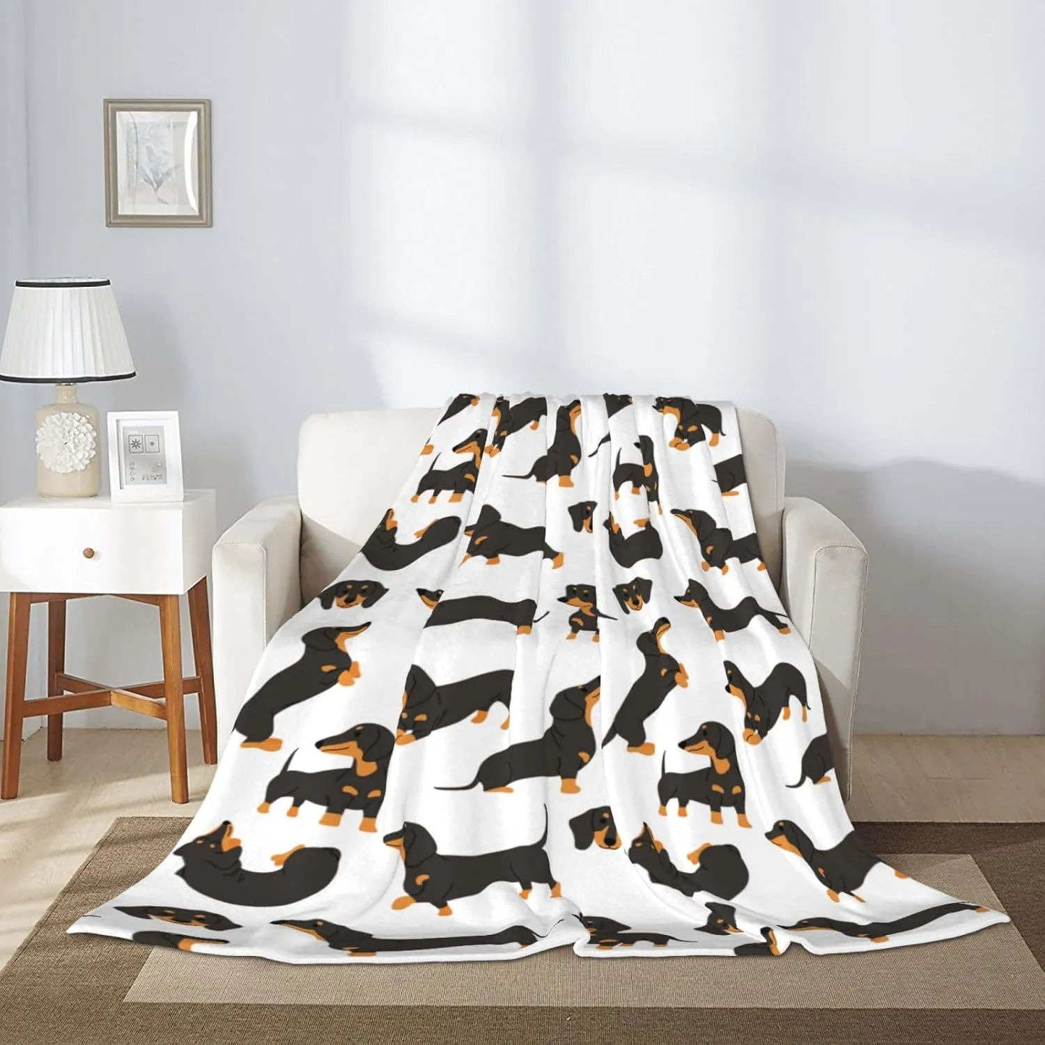 Dachshund Blanket Super Soft Fleece Throw Blanket Warm and Cozy Lightweight Bed Blanket for Couch, Sofa, Camping, and Travel All Season Blankets Gifts 50"x40"