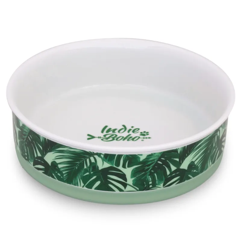 Designer Pet Bowls | Green Tropical Leaves