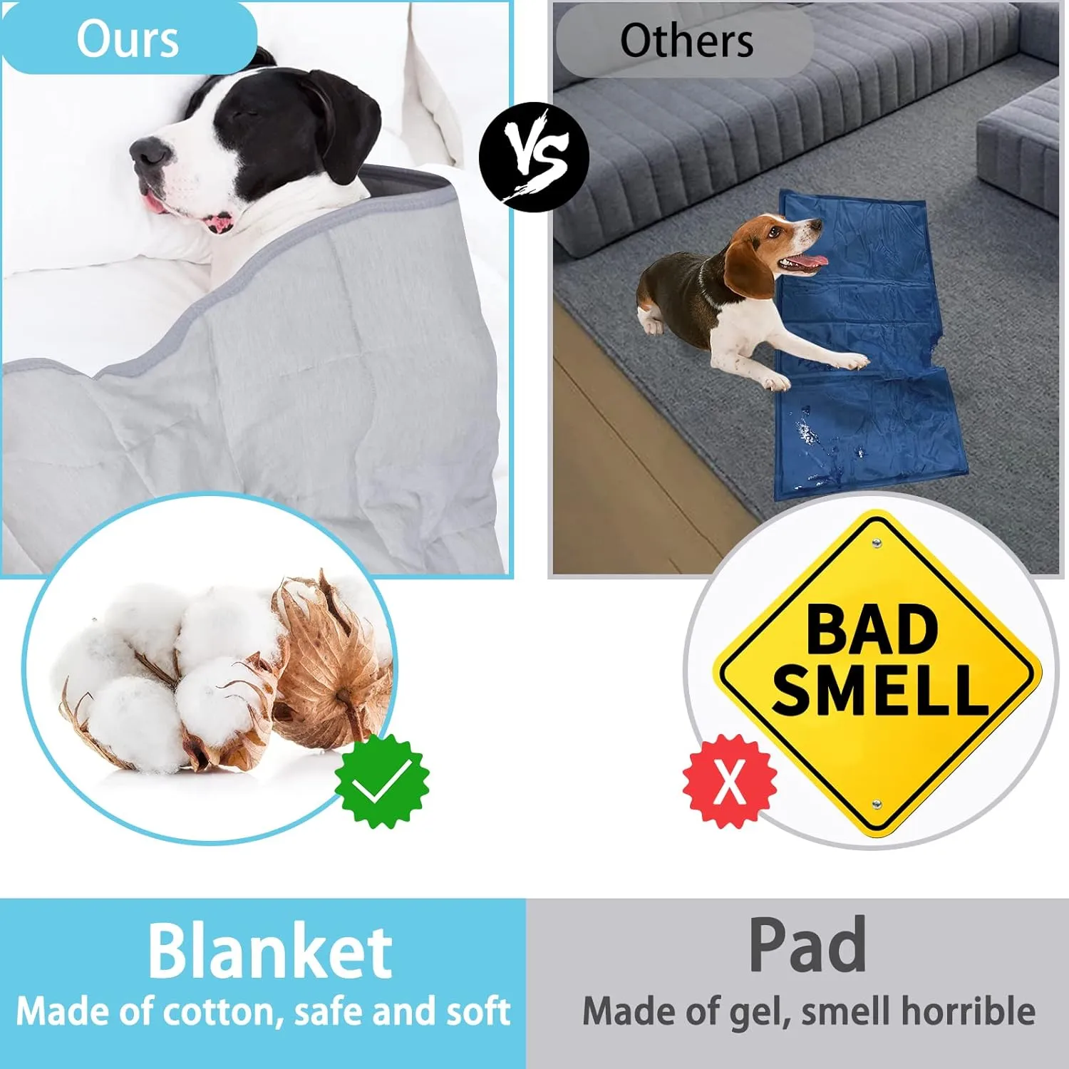 Dog Cooling Blanket, 0.4 Q-MAX Cooling Blanket For Large Dogs Washable, Cool To Touch Dog Blankets For Bed Cover, Soft Lightweight Cooling Dog Blanket Help Your Pet Sleep Well In Summer (48"62"/Grey)