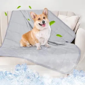 Dog Cooling Blanket, 0.4 Q-MAX Cooling Blanket For Large Dogs Washable, Cool To Touch Dog Blankets For Bed Cover, Soft Lightweight Cooling Dog Blanket Help Your Pet Sleep Well In Summer (48"62"/Grey)