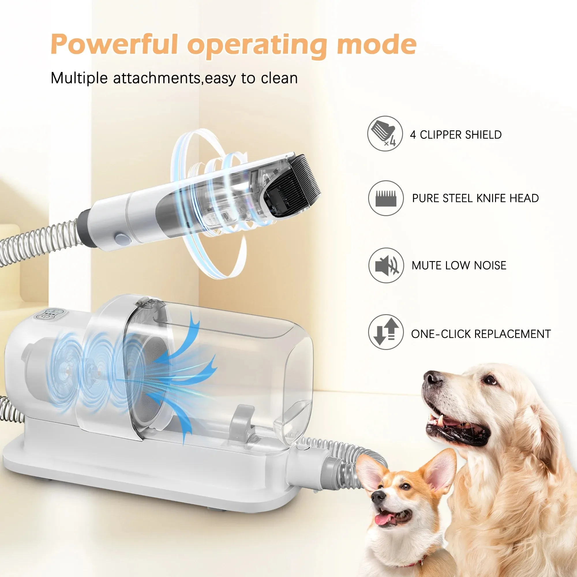 Dog Grooming Vacuum,4-In-1 Kit,Low Noise Dog Clippers and Grooming Supplies,9-Pack