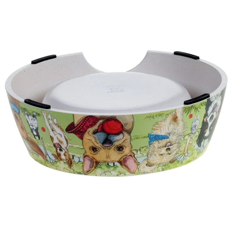 Dog Park Bamboo Fiber Pet Bowls with Stainless Steel Insert Set of 2
