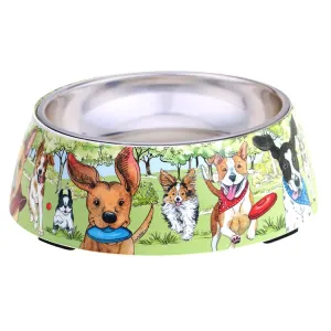 Dog Park Bamboo Fiber Pet Bowls with Stainless Steel Insert Set of 2