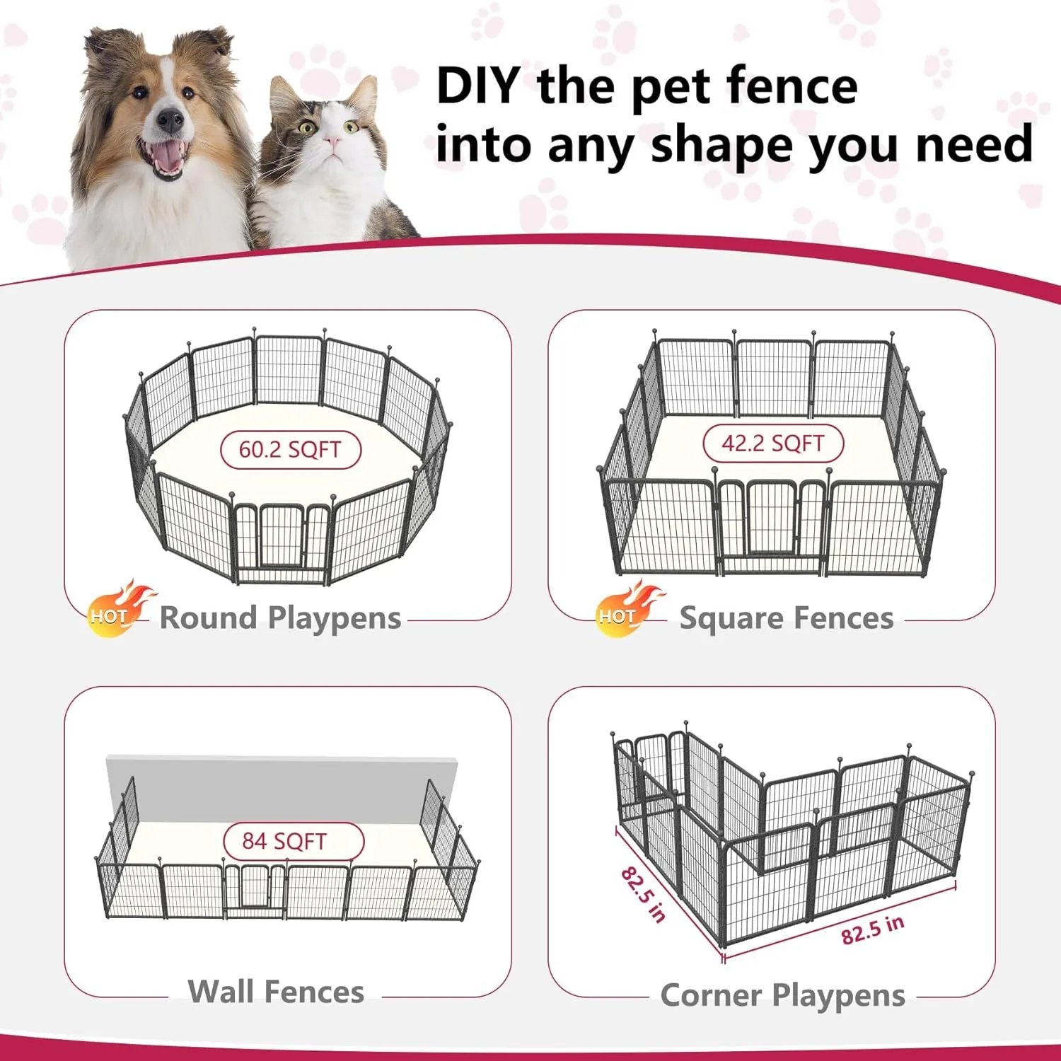 Dog Playpen Outdoor 32Inches Height 12 Panels Heavy Duty Metal Dog Fence with Doors Dog Pens for Medium/Small Dogs Portable Pet Puppy Playpen for Outdoor Indoor RV Camping Yard Black slive
