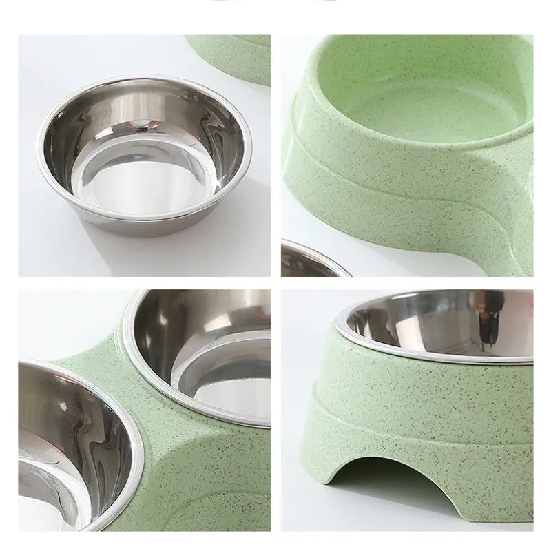 Double Dog Bowl | Stainless Steel with Non-Slip Placemat