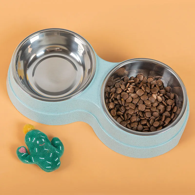 Double Dog Bowl | Stainless Steel with Non-Slip Placemat