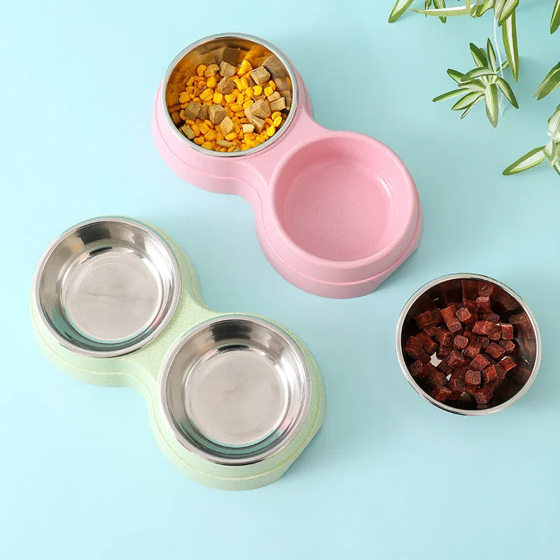 Double Dog Bowl | Stainless Steel with Non-Slip Placemat