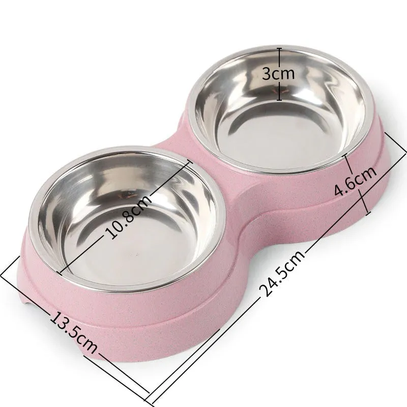Double Dog Bowl | Stainless Steel with Non-Slip Placemat