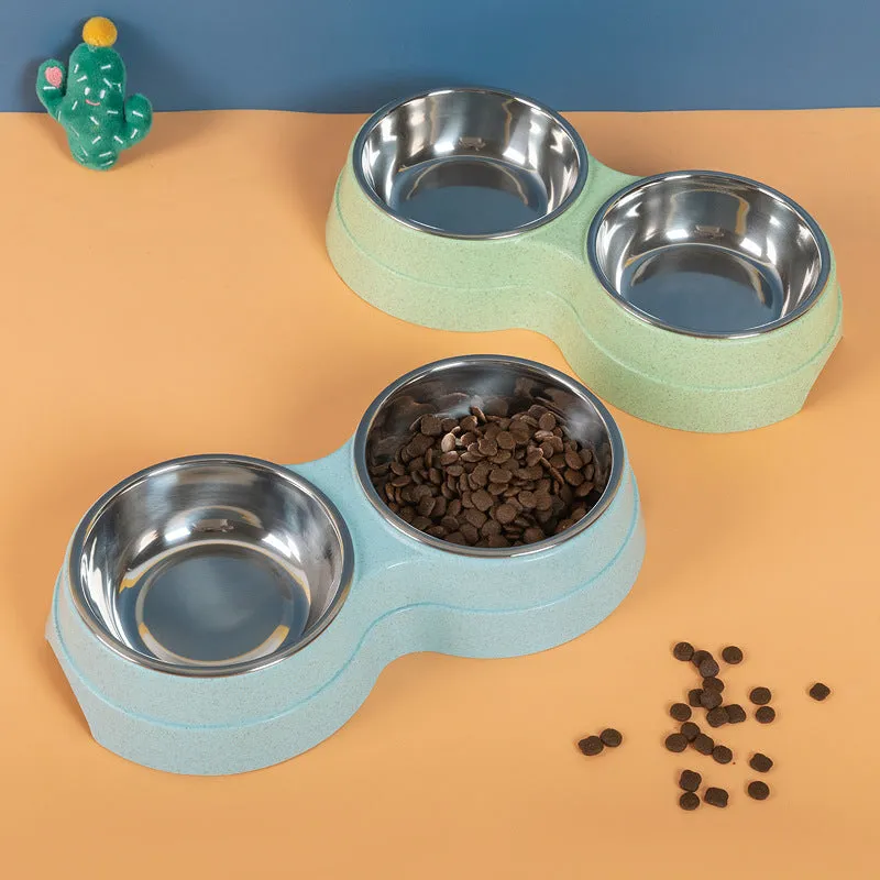 Double Dog Bowl | Stainless Steel with Non-Slip Placemat