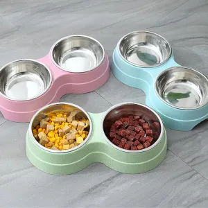 Double Dog Bowl | Stainless Steel with Non-Slip Placemat