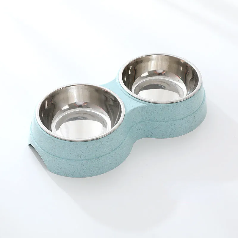 Double Dog Bowl | Stainless Steel with Non-Slip Placemat