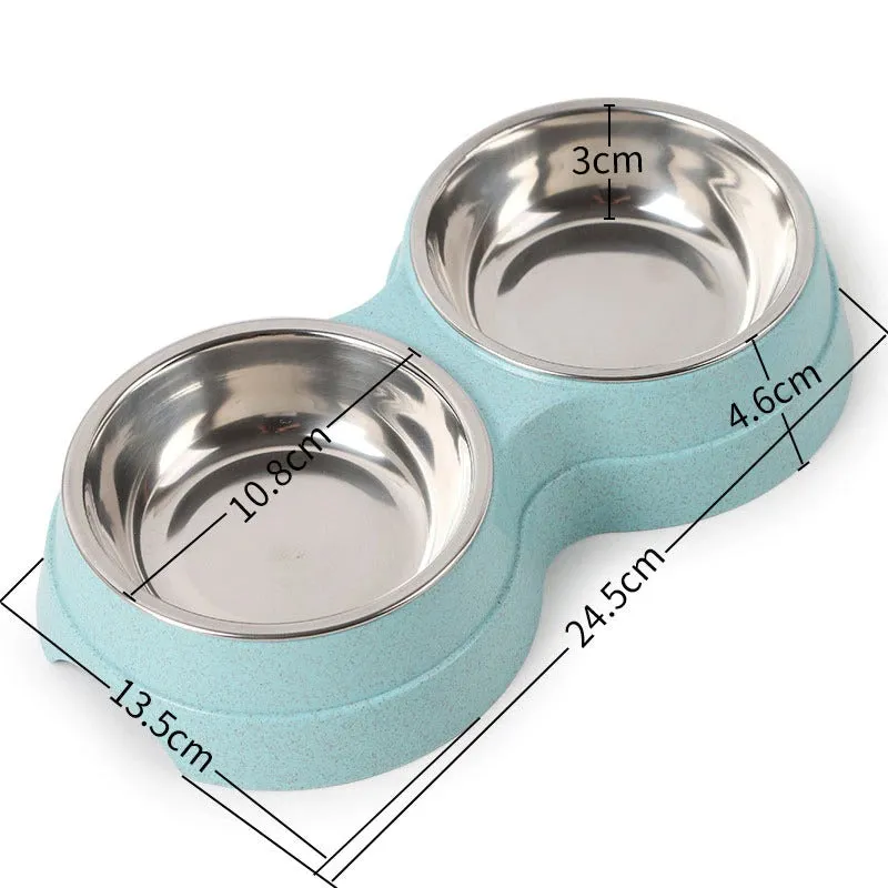 Double Dog Bowl | Stainless Steel with Non-Slip Placemat