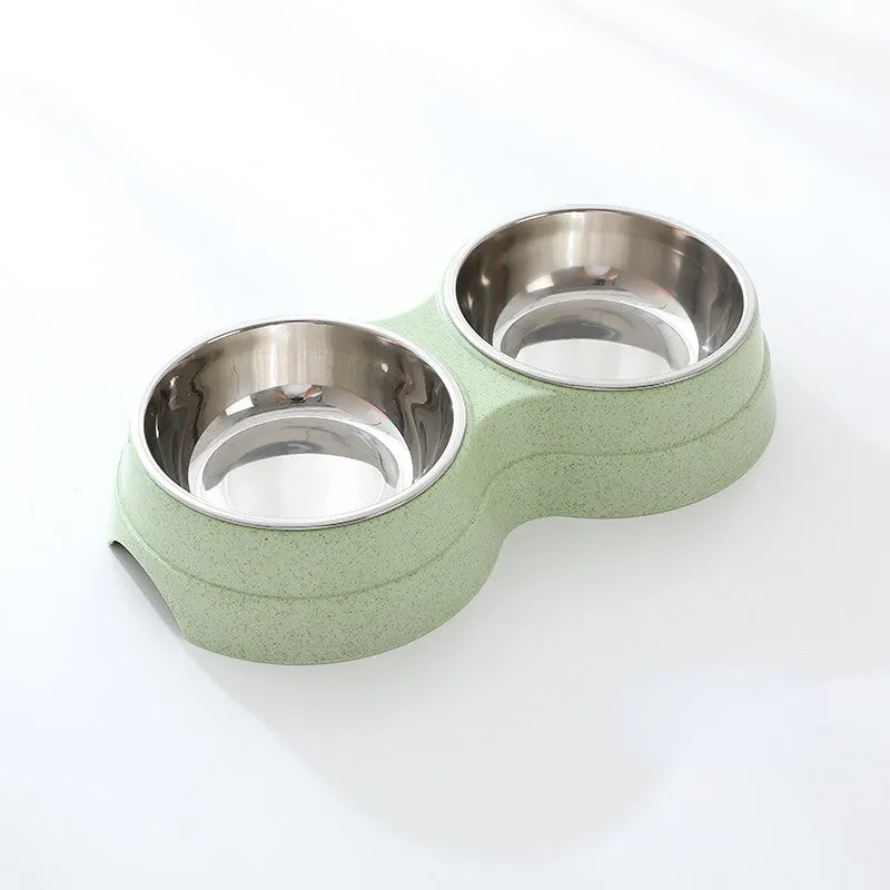 Double Dog Bowl | Stainless Steel with Non-Slip Placemat