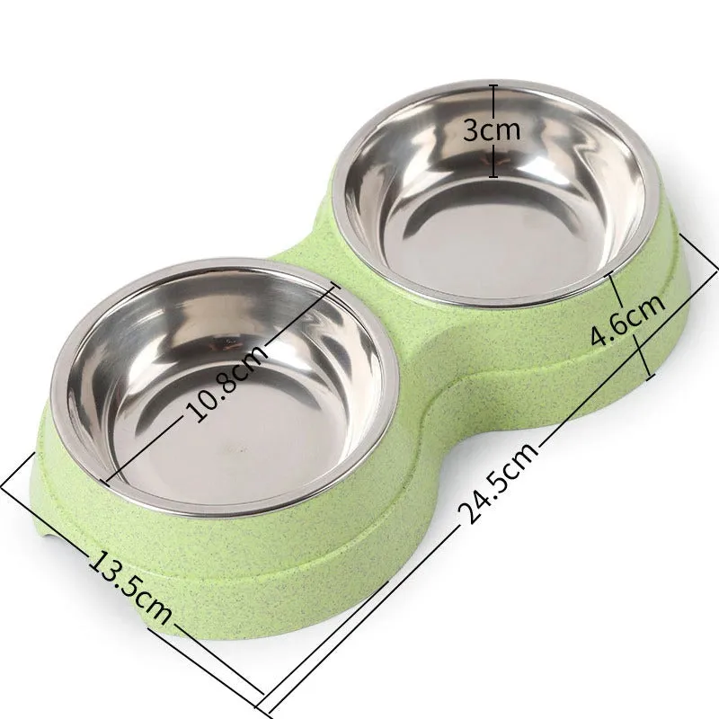 Double Dog Bowl | Stainless Steel with Non-Slip Placemat