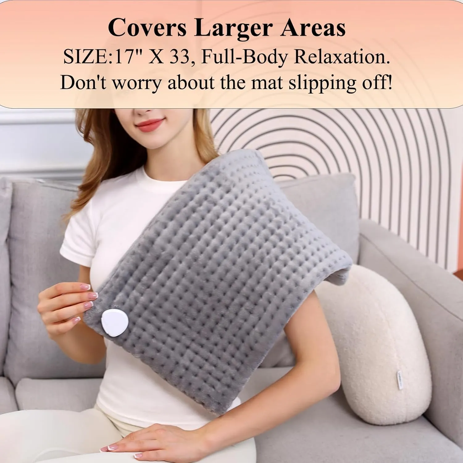 Electric Heating Pad for Back Pain and Period Cramps Relief, 17"x33" Extra Large XL 9 Heating Levels Heat Pad with 4-Hour Auto-Off, Gifts for Women and Mom, Men (XL-17*33)
