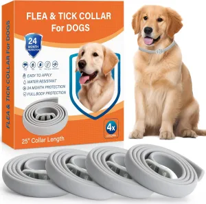 Flea Tick Prevention Collar for Dog - 4Pack Dog Flea & Tick Collar Adjustable Fits All Dogs Sizes,Long-Lasting 24 Months Protection for Dogs