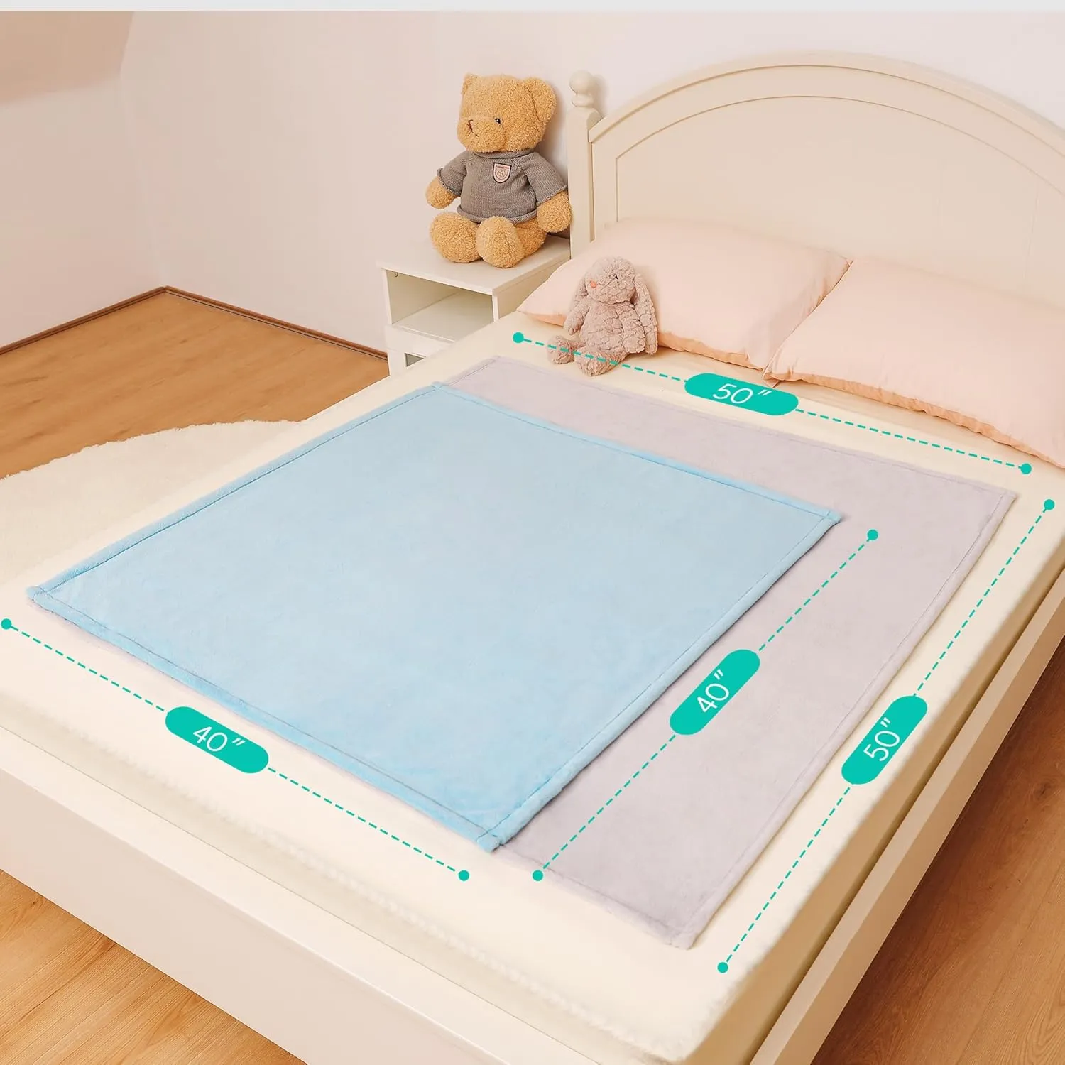 Fleece Baby Blankets Neutral for Boys and Girls, Ultra Soft Cozy 40 * 40 inch Square Bed Blanket, Lightweight Toddler Newborn Receiving Blankets for Crib Stroller, Blue