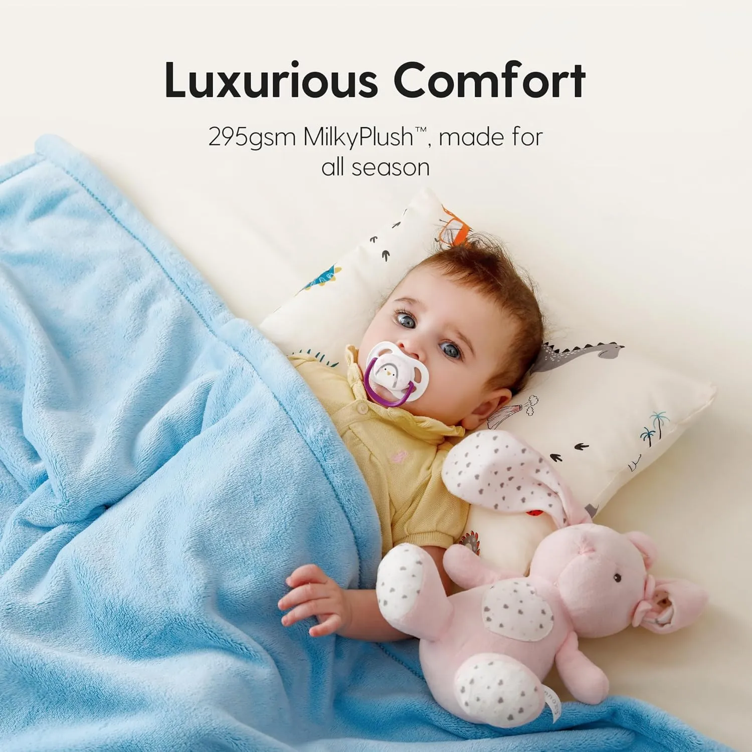 Fleece Baby Blankets Neutral for Boys and Girls, Ultra Soft Cozy 40 * 40 inch Square Bed Blanket, Lightweight Toddler Newborn Receiving Blankets for Crib Stroller, Blue