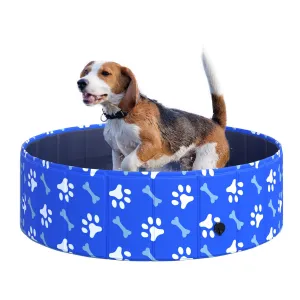 Foldable Dog Paddling Pool Pet Cat Swimming Pool Indoor/Outdoor Collapsible Bathing Tub Shower Tub Puppy 100 × 30H cm M Sized